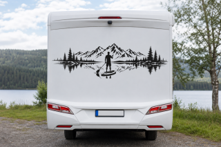 Wohnmobil-Aufkleber SUP-Paddler vor Bergpanorama
