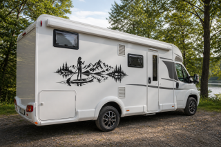 Wohnmobil-Aufkleber SUP-Paddlerin am Bergsee