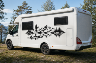 Wohnmobil-Aufkleber SUP-Paddlerin am Bergsee