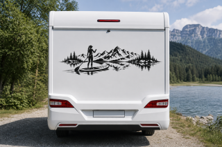 Wohnmobil-Aufkleber SUP-Paddlerin am Bergsee