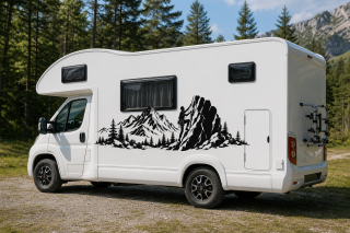 Wohnmobil-Aufkleber Kletterer am Steilfels in Action