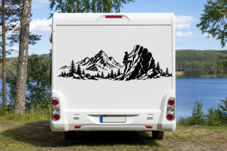 Wohnmobil-Aufkleber Kletterer am Steilfels in Action