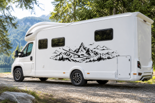 Wohnmobil-Aufkleber Segelflieger vor Bergpanorama mit Wolken