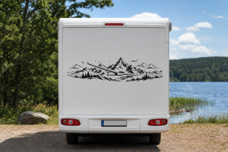 Wohnmobil-Aufkleber Segelflieger vor Bergpanorama mit Wolken