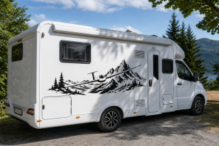 Wohnmobil-Aufkleber Segelflieger vor Alpenpanorama