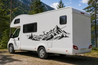 Wohnmobil-Aufkleber Segelflieger vor Alpenpanorama