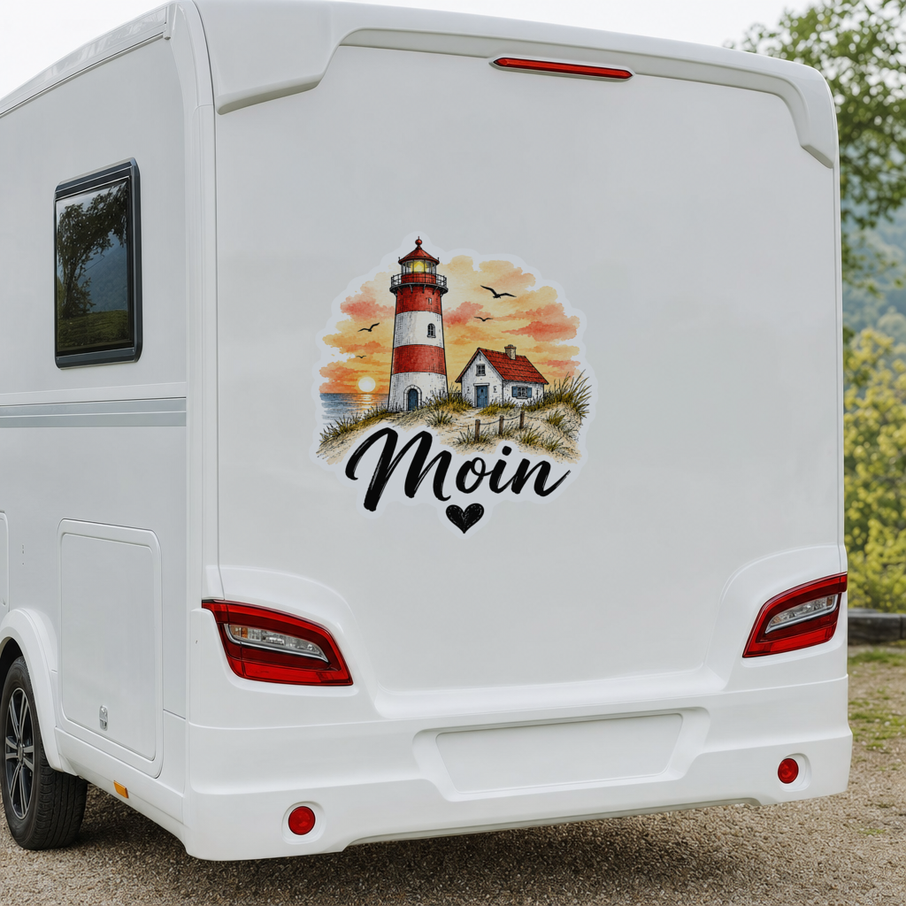 Moin Leuchtturm Aufkleber – maritim (Wohnmobil)