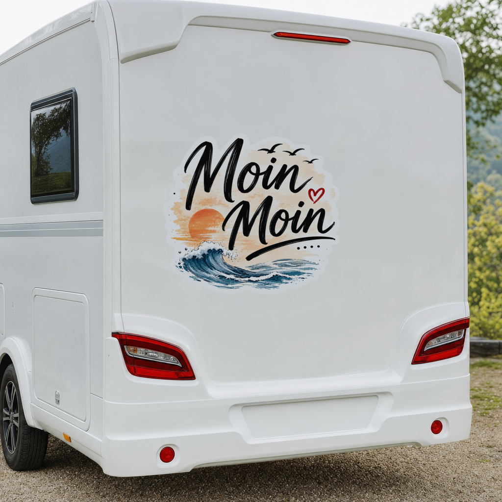 Moin Moin Aufkleber – norddeutsch (Auto, Bulli)