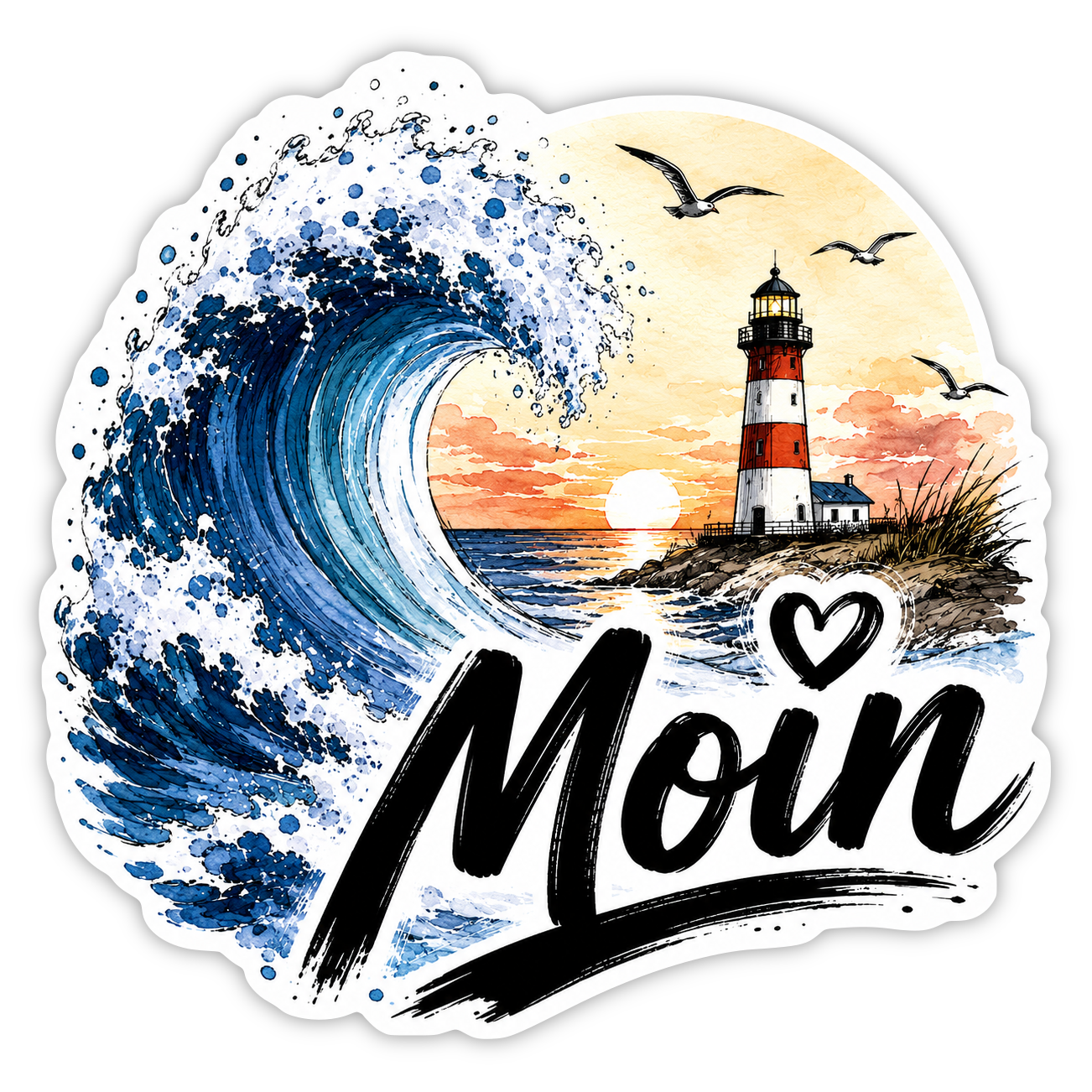 Moin Welle Aufkleber – maritim (Wohnmobil)