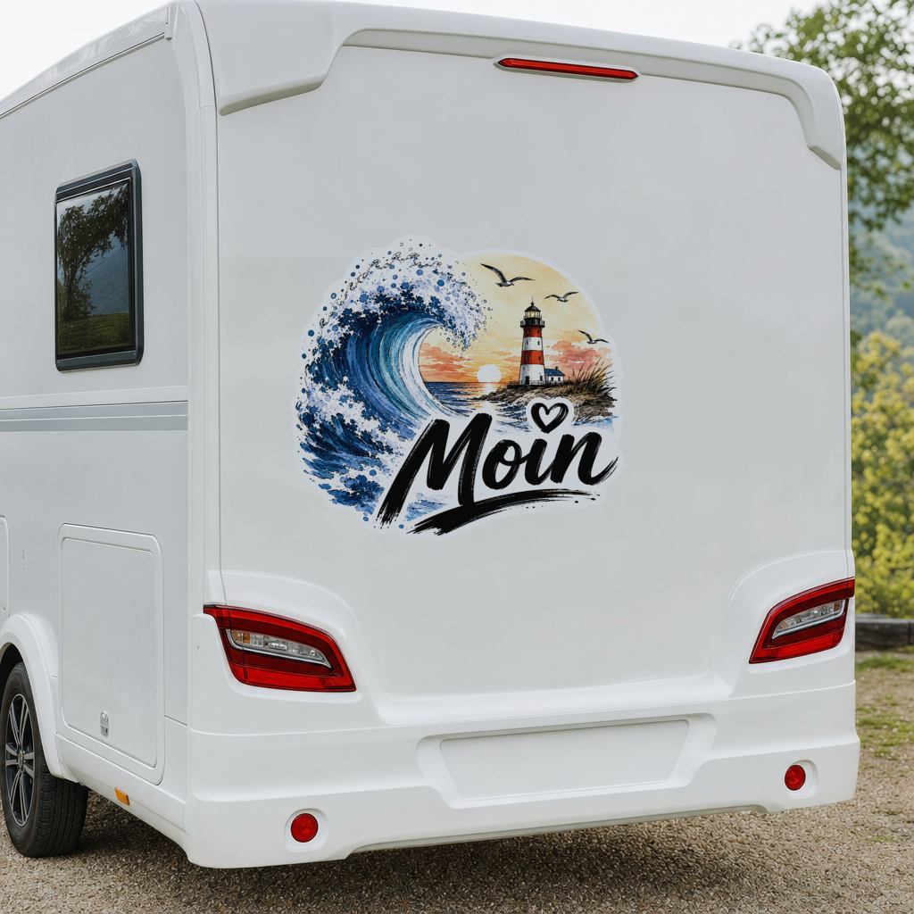 Moin Welle Aufkleber – maritim (Wohnmobil)