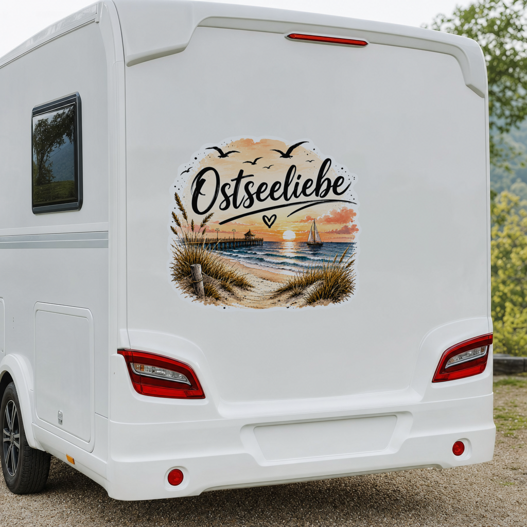 Ostseeliebe Aufkleber – wetterfest (Auto, Camper)