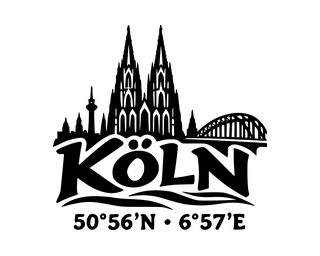 Köln-Aufkleber mit Koordinaten – Folienplot