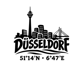 Düsseldorf-Aufkleber mit Koordinaten – Folienplot