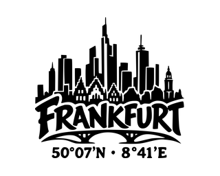 Frankfurt-Aufkleber mit Koordinaten – Folienplot