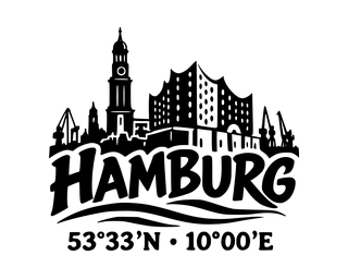 Hamburg-Aufkleber mit Koordinaten – Folienplot