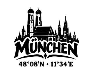 München-Aufkleber mit Koordinaten – Folienplot