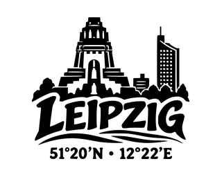 Leipzig-Aufkleber mit Koordinaten – Folienplot