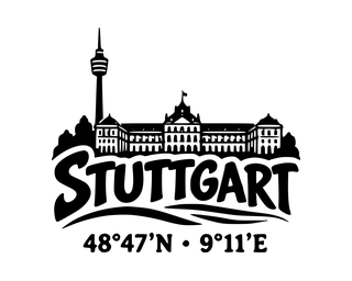 Stuttgart-Aufkleber mit Koordinaten – Folienplot