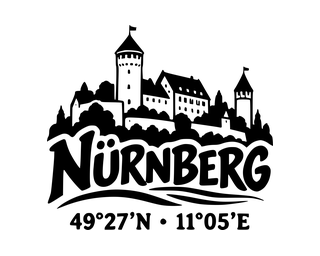 Nürnberg-Aufkleber mit Koordinaten – Folienplot