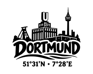 Dortmund-Aufkleber mit Koordinaten – Folienplot