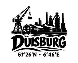 Duisburg-Aufkleber mit Koordinaten – Folienplot