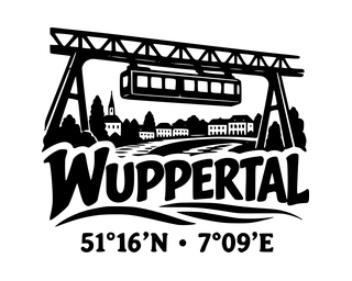 Wuppertal-Aufkleber mit Koordinaten – Folienplot