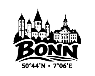 Bonn-Aufkleber mit Koordinaten – Folienplot