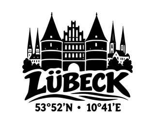 Lübeck-Aufkleber mit Koordinaten – Folienplot