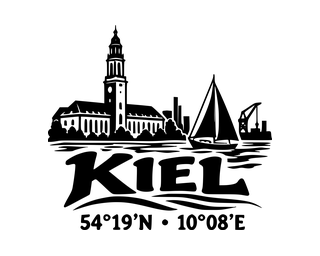 Kiel-Aufkleber mit Koordinaten – Folienplot