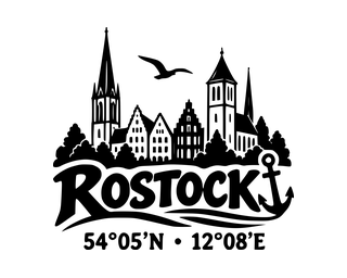 Rostock-Aufkleber mit Koordinaten – Folienplot