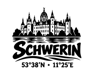 Schwerin-Aufkleber mit Koordinaten – Folienplot