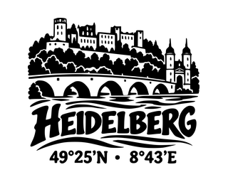 Heidelberg-Aufkleber mit Koordinaten – Folienplot