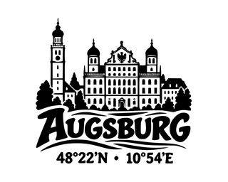 Augsburg-Aufkleber mit Koordinaten – Folienplot