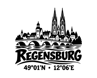 Regensburg-Aufkleber mit Koordinaten – Folienplot