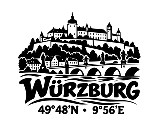 Würzburg-Aufkleber mit Koordinaten – Folienplot