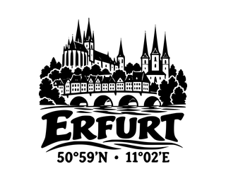 Erfurt-Aufkleber mit Koordinaten – Folienplot