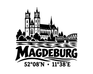 Magdeburg-Aufkleber mit Koordinaten – Folienplot