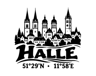 Halle-Aufkleber mit Koordinaten – Folienplot