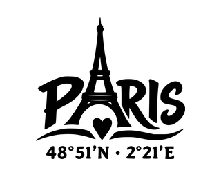 Paris-Aufkleber mit Koordinaten – Folienplot