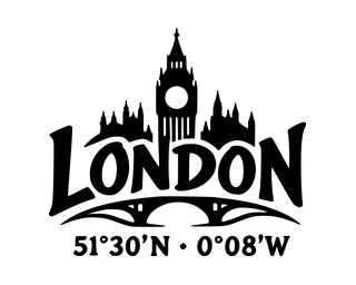 London-Aufkleber mit Koordinaten – Folienplot