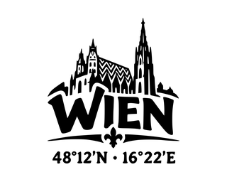 Wien-Aufkleber mit Koordinaten – Folienplot