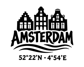 Amsterdam-Aufkleber mit Koordinaten – Folienplot