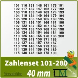 Klebezahlen-Set -101-200-40mm