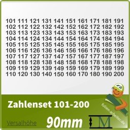 200 Stück, 75 mm - Zahlen Aufkleber Sticker Wetterfest Klebezahlen - Weiße  Zahlen : : Baumarkt