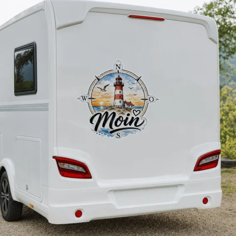 Moin-Kompass-Motiv auf einem Wohnmobil
